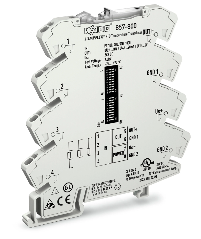 Temperature signal conditioner for RTD sensors 857-800